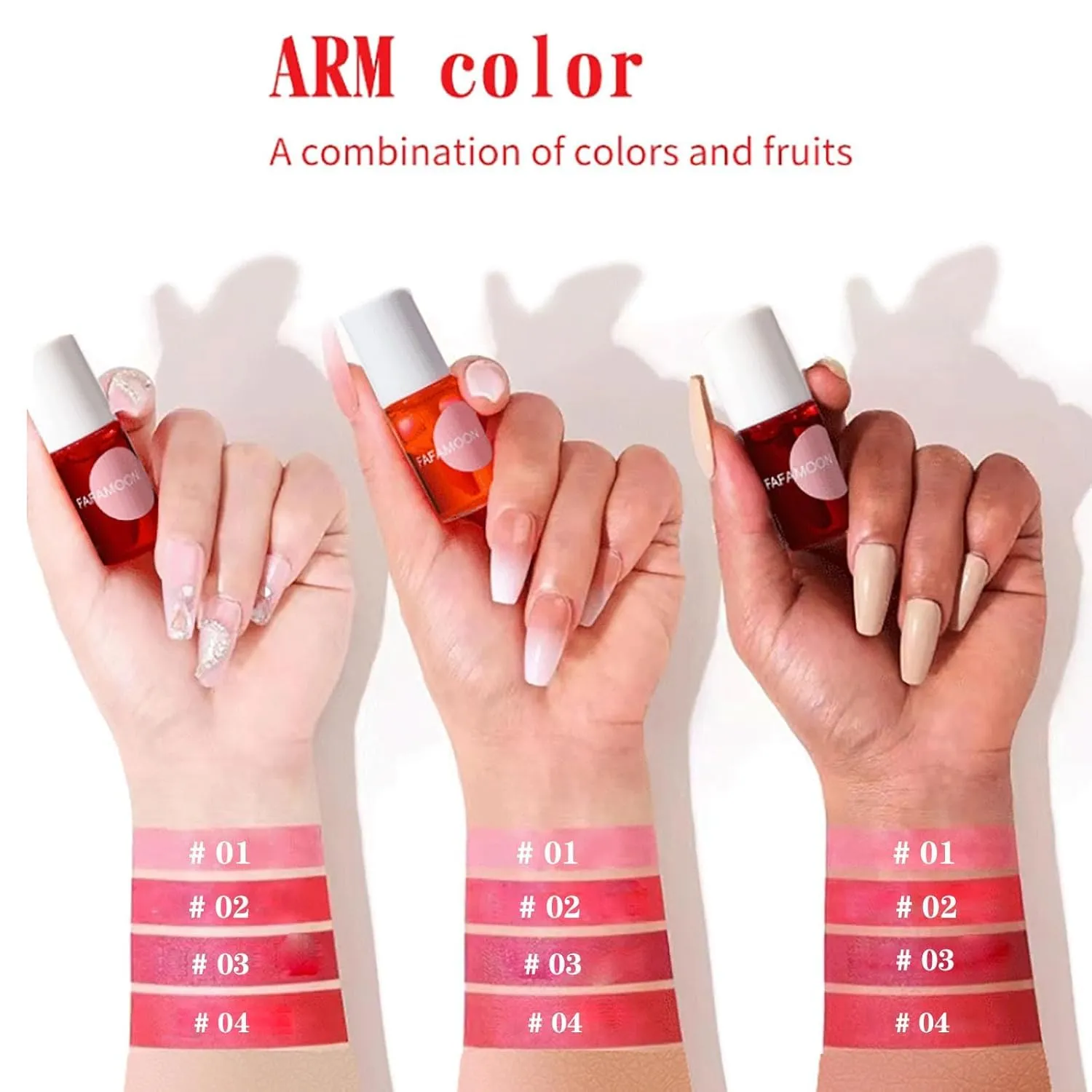 Fafamoon Long Lasting Lip Gloss, Peptide Lip Tint Stain Set, Non-sticky, Waterproof, Fuller-Looking Lips, Moisturizing (4 Color, 1 Count)