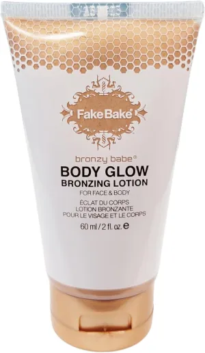 Fake Bake Bronzy Babe Body Glow Face & Body Tinted Moisturizer Lotion, Highlighter, Makeup & Moisturizing Skincare Healthy Color Boost from Plants & Vitamins - For All Skin Tones, Women & Men - 2oz