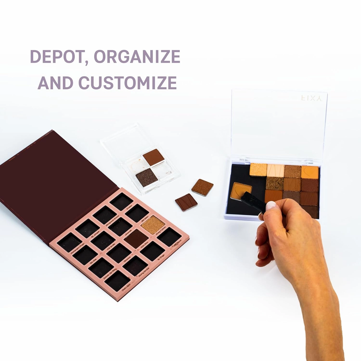 FIXY Extra Small Magnetic Makeup Organizer with Clear Top – Depot, Organize & Declutter Your Makeup – Travel-Friendly Empty Palette for Eyeshadow, Blush & More, Customizable & Portable - 4.8"x4.0"