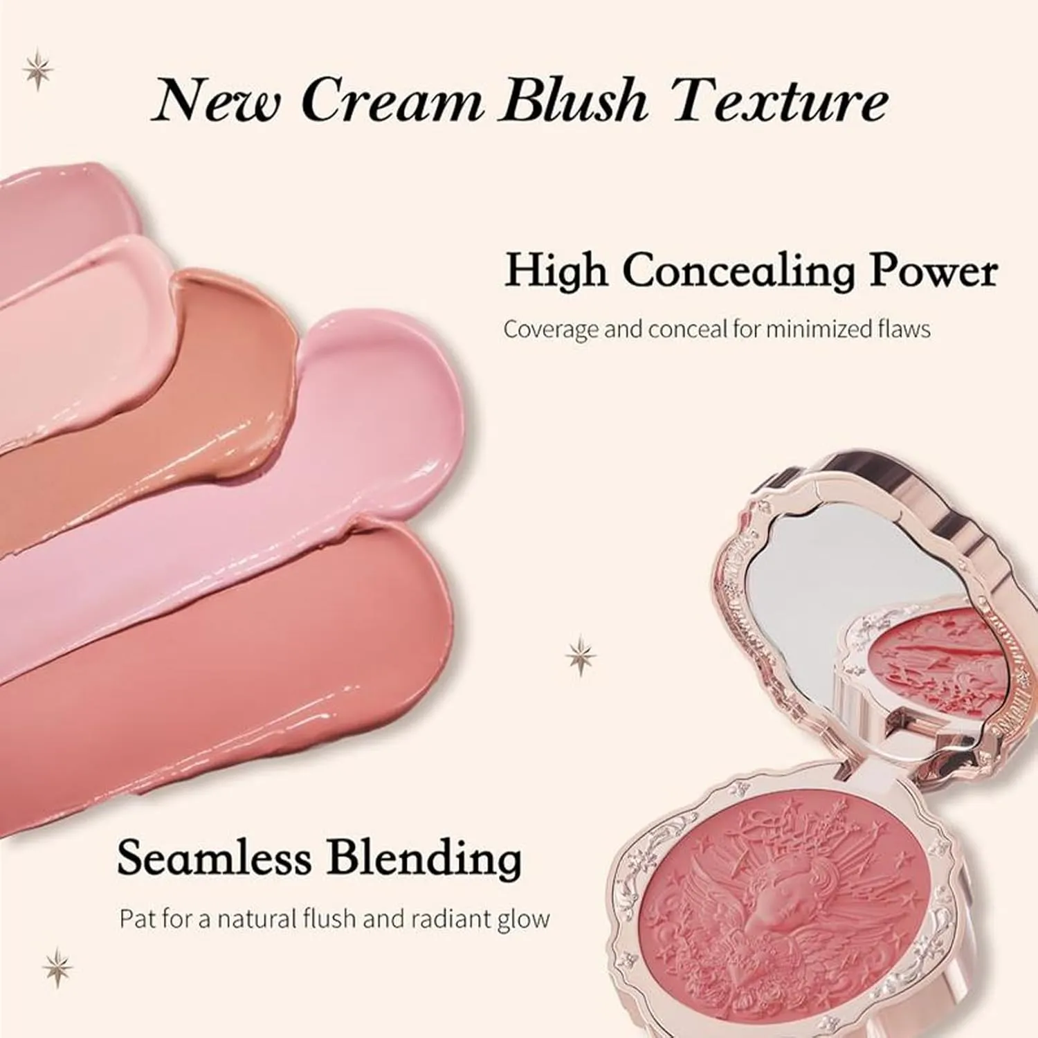 Flower Knows Little Angel Cream Blush,Buildable & Blendable Makeup Blush for cheeks,Soft & Long-lasting,Dusty Mauve Rose Flush for All Skin Tones(04 Rose Ashes,6g)