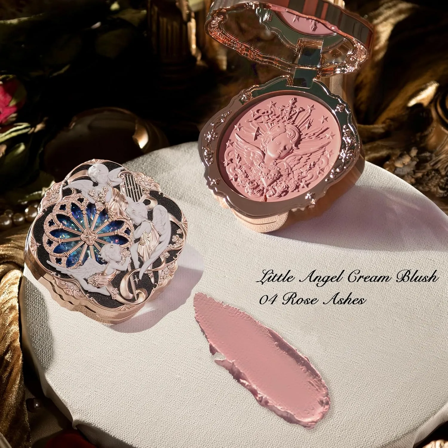 Flower Knows Little Angel Cream Blush,Buildable & Blendable Makeup Blush for cheeks,Soft & Long-lasting,Dusty Mauve Rose Flush for All Skin Tones(04 Rose Ashes,6g)