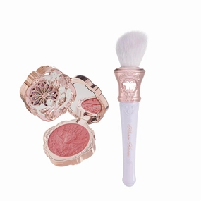 Flower Knows Little Angel Cream Blush 02 Floral Praise Butterfly Cloud Collar Angled Powder Brush Frosty Wisteria