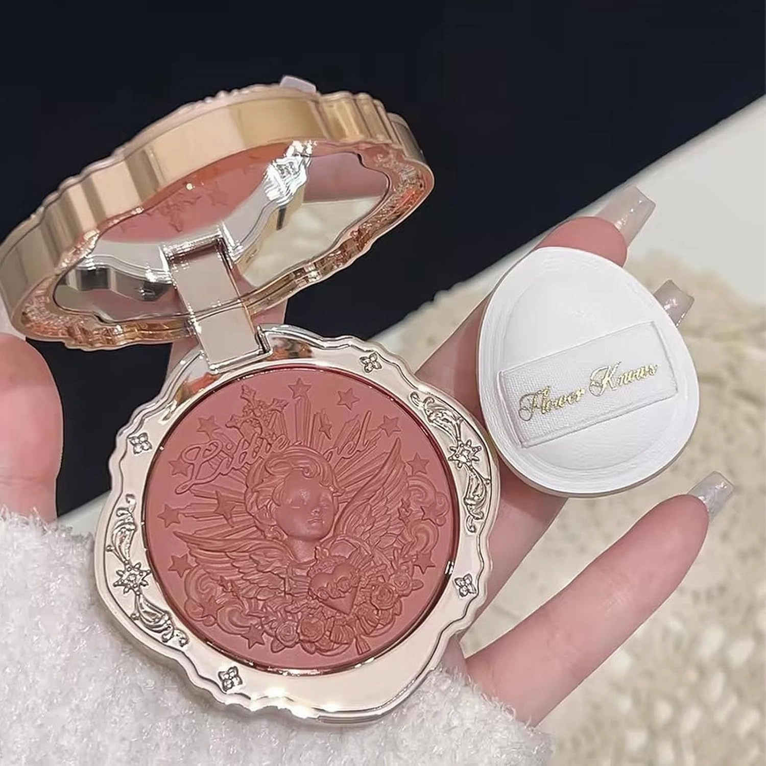 Flower Knows Little Angel Cream Blush,Buildable & Blendable Makeup Blush for cheeks,Soft & Long-lasting,Brick Red Flush for All Skin Tones(01 Flaming Heart,6g)