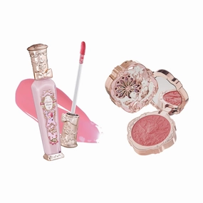 Flower Knows Strawberry Rococo Glowy Lip Gloss G01 Strawberry Macaron Cream Blush 02 Floral Praise
