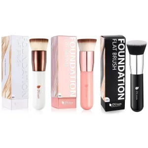 Foundation Brush 3pcs DUcare Flat Top Kabuki Brush Synthetic Professional Makeup Brushes Liquid Blending Mineral Powder Buffing Stippling