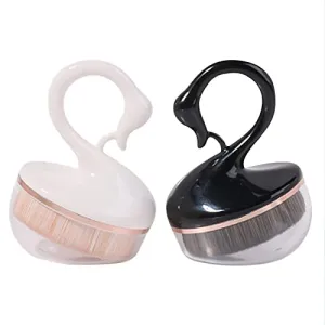 Foundation Makeup Brush, 2 PCS Luxurious Flat Top Swan Handle Makeup Brush for Liquid, Cream, and Powder - Buffing, Blending, and Face Brush Cosmetics Tool with Protective Case