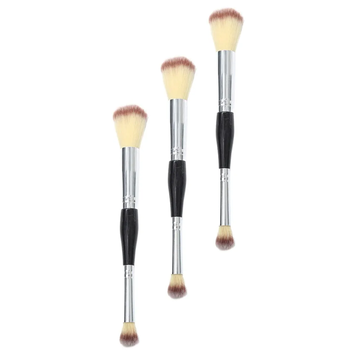 FRCOLOR 9pcs Dual Ended Brush Premium Synthetic Blush and Makeup Tool for Women Soft Dense No Shedding Easy to Clean for Blending and Highlighting