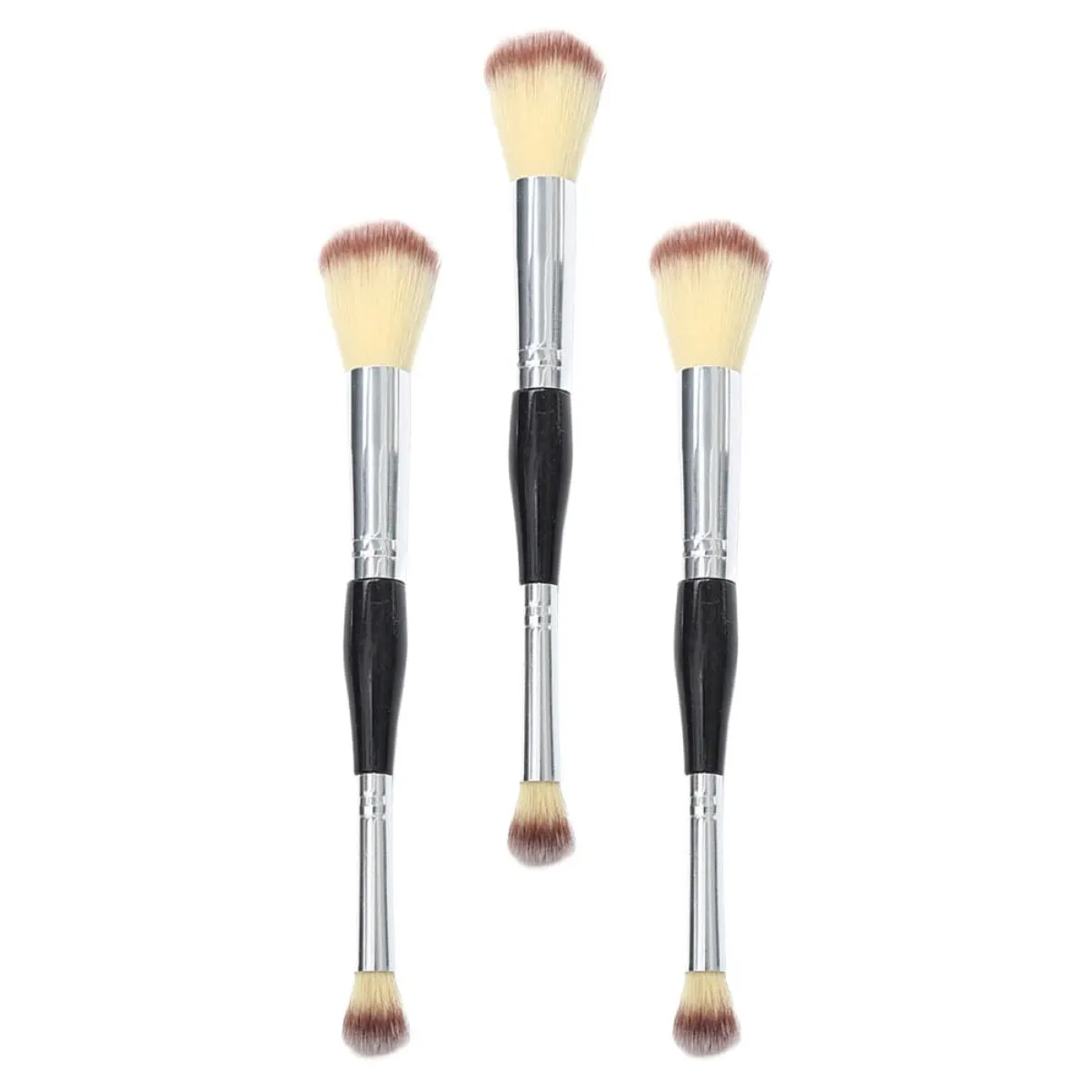 FRCOLOR 9pcs Dual Ended Brush Premium Synthetic Blush and Makeup Tool for Women Soft Dense No Shedding Easy to Clean for Blending and Highlighting