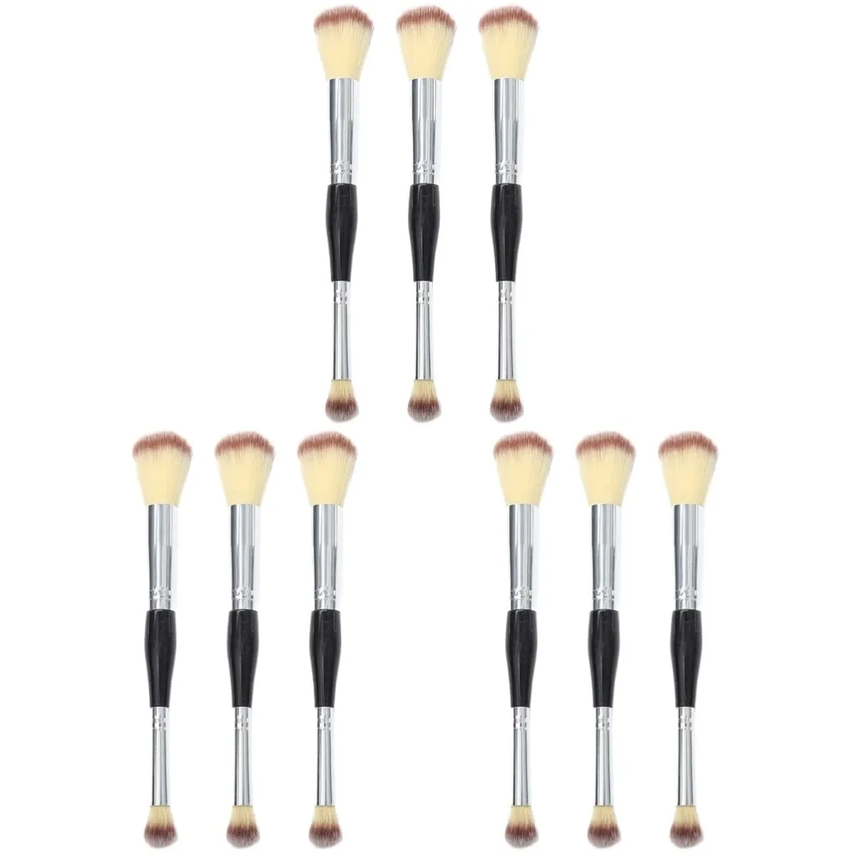 FRCOLOR 9pcs Dual Ended Brush Premium Synthetic Blush and Makeup Tool for Women Soft Dense No Shedding Easy to Clean for Blending and Highlighting
