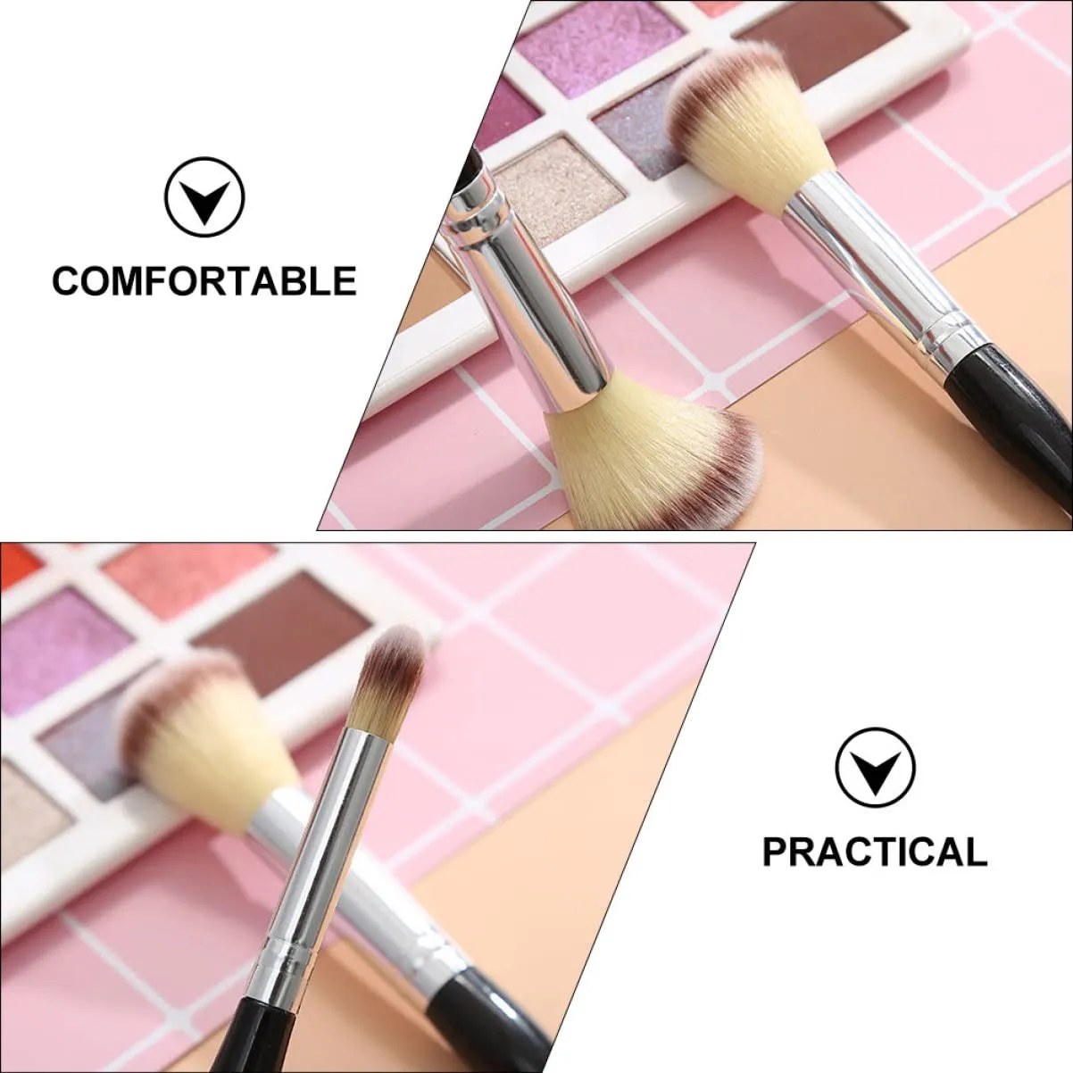 FRCOLOR 9pcs Dual Ended Brush Premium Synthetic Blush and Makeup Tool for Women Soft Dense No Shedding Easy to Clean for Blending and Highlighting