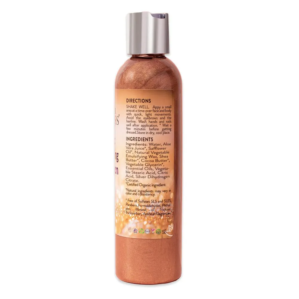 GLIMMER GODDESS Organic Body Shimmer Lotion - Super Level 3 Bronze Body Shimmer, 8 oz