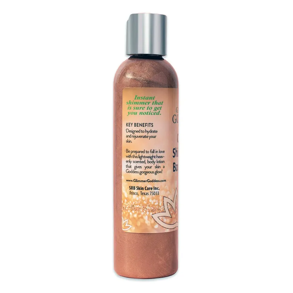 GLIMMER GODDESS Organic Body Shimmer Lotion - Super Level 3 Bronze Body Shimmer, 8 oz