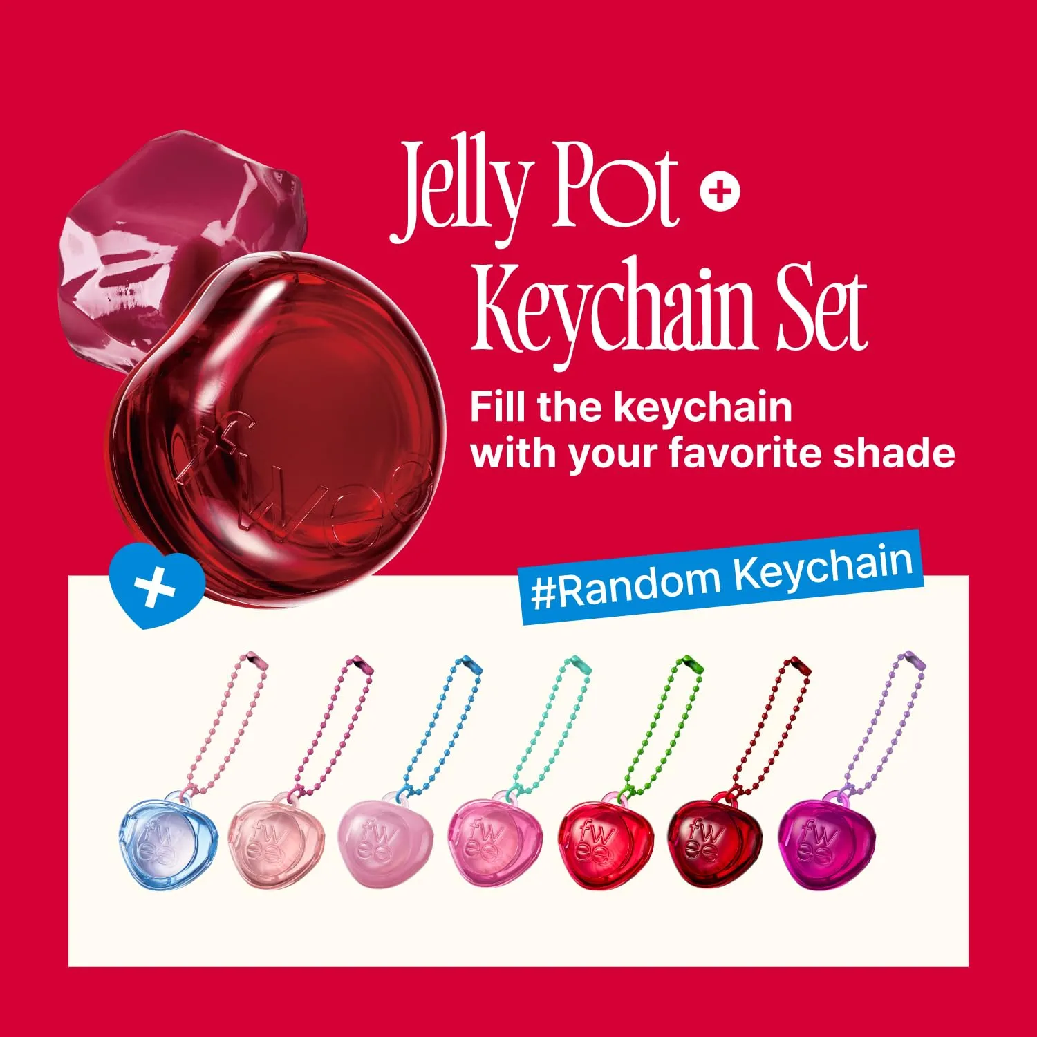 Glowy Jelly Pot   Keychain SET | Dewy Jelly Lip & Blush Color, Tinted Glow Jelly Balm, Dewy Buildable Finish – Sweets (Bubblegum Pink) | 0.14 oz