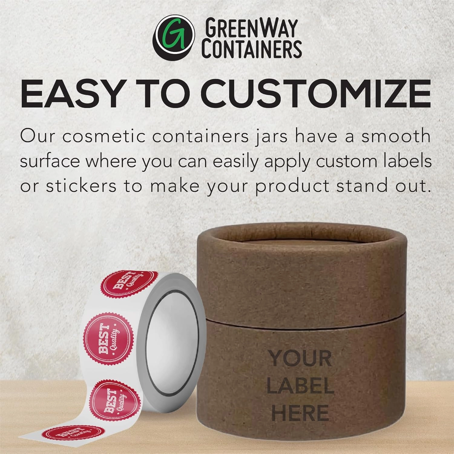 GreenWay 2oz / 60g Kraft Paperboard Empty Jars with Lids - 6 Pack Biodegradable Jars Refillable DIY Cosmetic Containers – Wax Lined Packaging Containers with Snug-Fitting Caps - Black