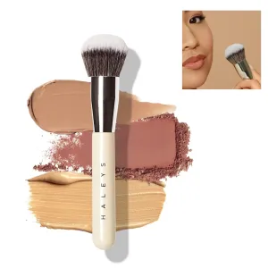 HALEYS Kabuki Makeup Brush VEGAN CRUELTY-FREE, Sustainable Wood, Vegan Bristles for Airbrushed Finish, For Creams, Liquids, Powder, Streak-free, Perfect Blending, Buffs, Blurs, Smooths with Control