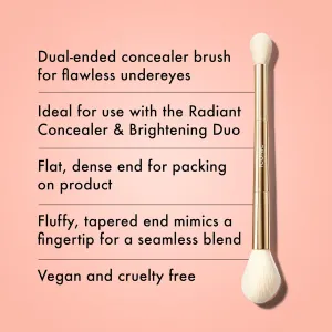 ICONIC LONDON Highlight and Blush Duo Brush | Two Sided Makeup Brush, Small Tapered Brush and Large Fluffy Brush, For Seamlessly Applying Powders, Gels, and Cream, Cruelty Free