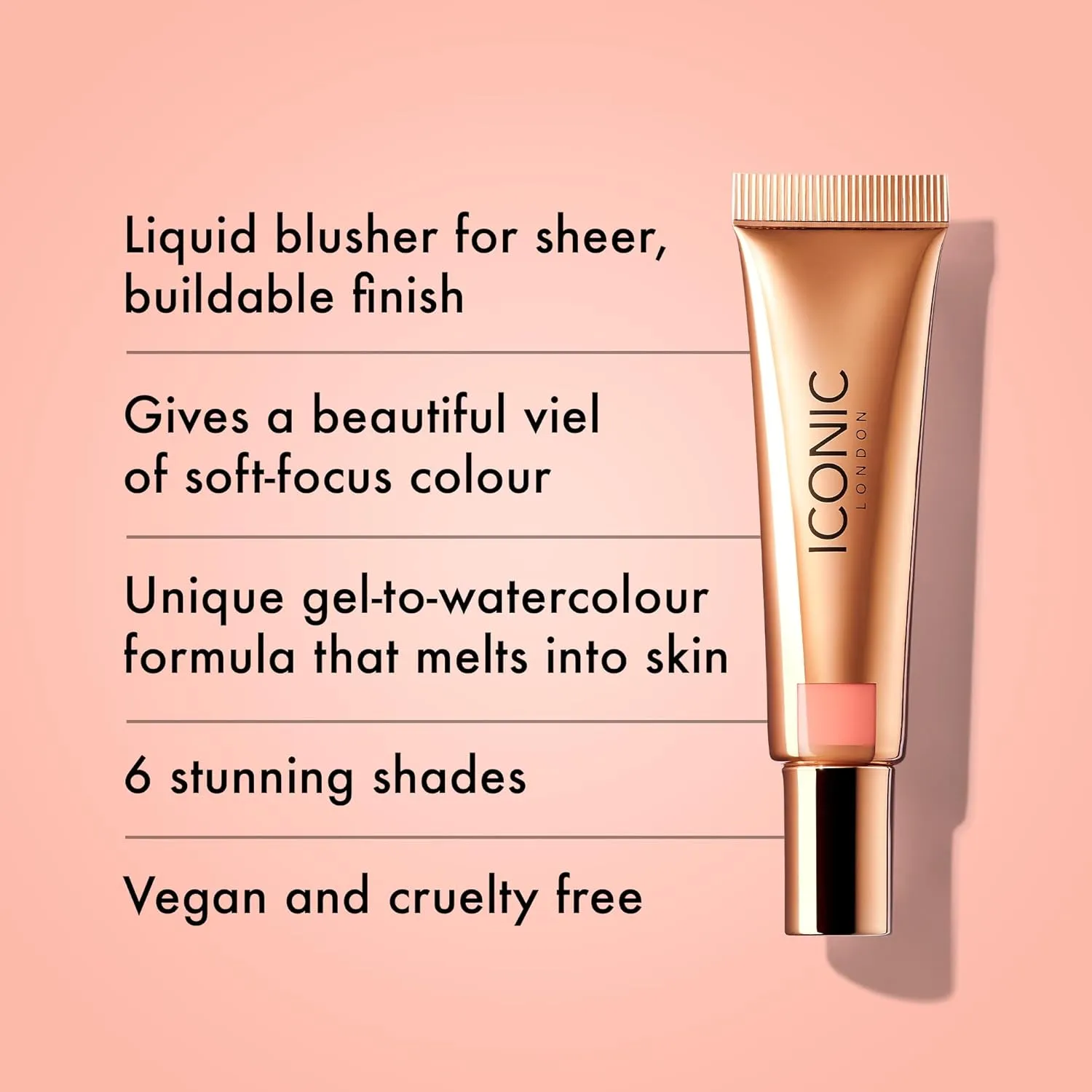ICONIC LONDON Sheer Blush | Lightweight Liquid Cream Blush, Cruelty Free, Vegan Makeup