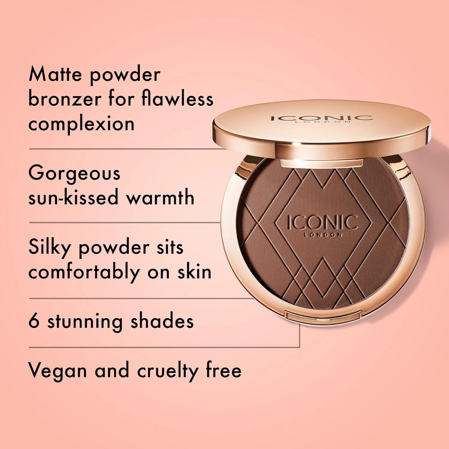 ICONIC LONDON Ultimate Bronzing Powder | Silky Powder, Flawless Matte Finish Bronzer Cruelty-Free, Vegan Makeup