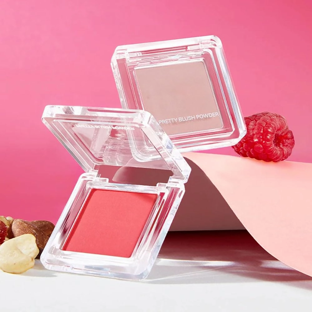JudyDolll Pretty Blush Powder, Single Color Blush Contour Palette, Non-greasy Lasting Sparkling Sculpt the Face Makeup (#34)