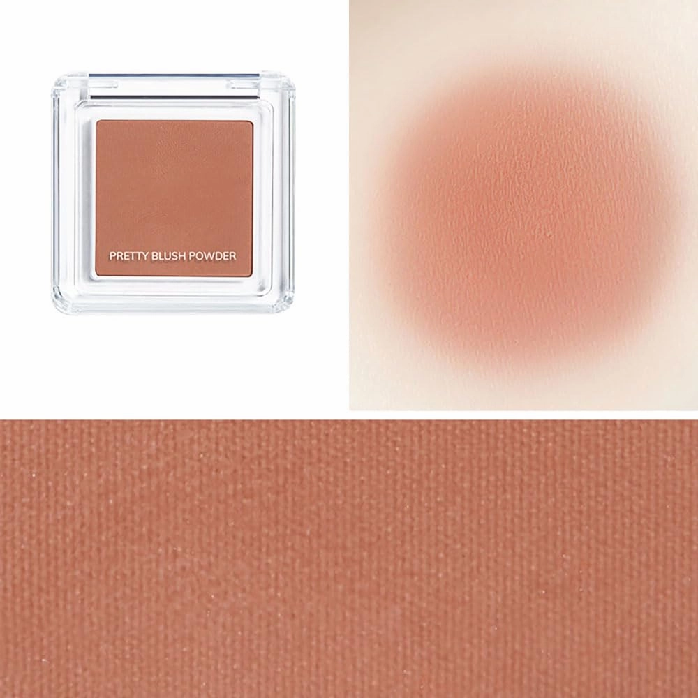 JudyDolll Pretty Blush Powder, Single Color Blush Contour Palette, Non-greasy Lasting Sparkling Sculpt the Face Makeup (#34)