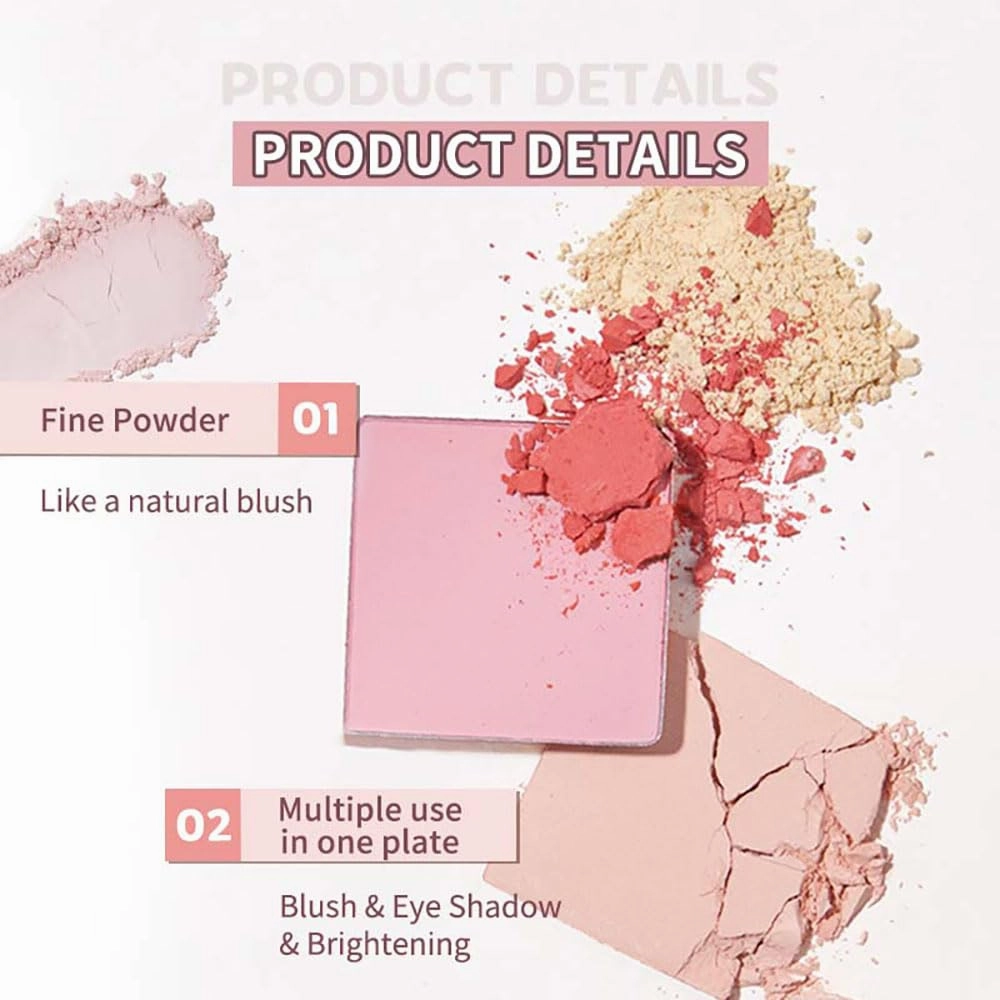 JudyDolll Pretty Blush Powder, Single Color Blush Contour Palette, Non-greasy Lasting Sparkling Sculpt the Face Makeup (#34)