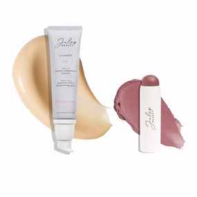Julep Radiant Glow Duo: So Awake Snail Mucin Complexion Booster Moisturizer   Face Primer & Skip The Brush Cream-to-Powder Blush Stick in Muted Mauve Makeup & Skincare Set