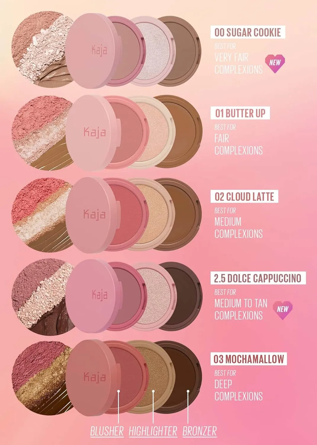 KAJA 3 Colors Palette - Play Bento_Butter Up | Powder Blusher, Highlighter, Cream Bronzer, Creamy Application, with Mango Seed Butter, Powdery Finish, Easy Finger Application, Lightweight Formula
