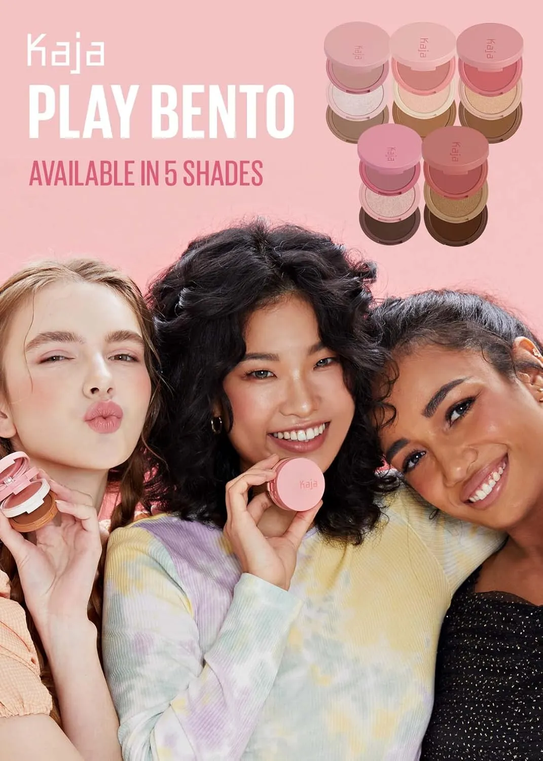 KAJA 3 Colors Palette - Play Bento_Mochamallow | Powder Blusher, Highlighter, Cream Bronzer, Creamy Application, with Mango Seed Butter, Powdery Finish, Easy Finger Application, Lightweight Formula