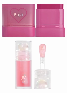 Kaja Dewy Bar - Creamy Multi-Stick Blusher & Lip Balm 01 Berry Sparkler,10g   Juicy Glass Lip Oil 01 Rose Hip Spritz Bundle
