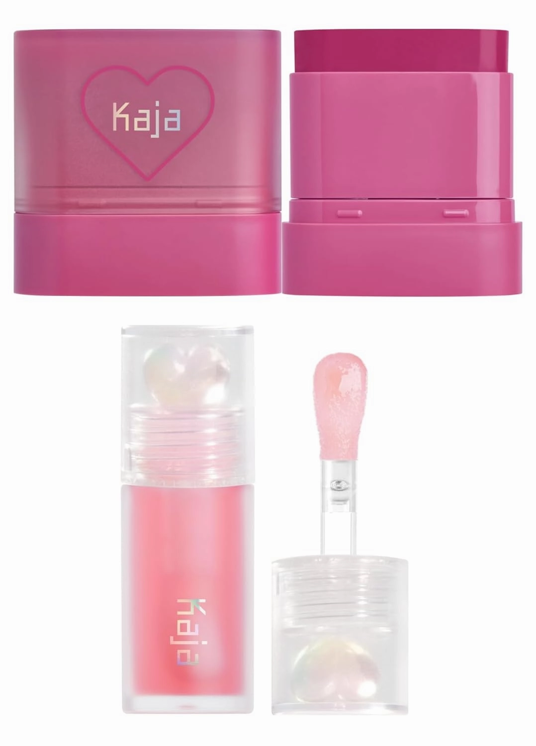 Kaja Dewy Bar - Creamy Multi-Stick Blusher & Lip Balm 01 Berry Sparkler,10g   Juicy Glass Lip Oil 01 Rose Hip Spritz Bundle