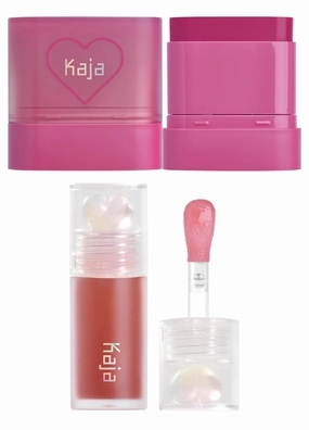 Kaja Dewy Bar - Creamy Multi-Stick Blusher & Lip Balm 01 Berry Sparkler,10g   Juicy Glass Lip Oil 05 Plum Paloma Bundle