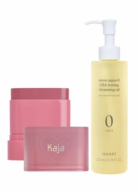 Kaja Dewy Bar - Creamy Multi-Stick Blusher & Lip Balm 04 Fig Smoothie Sorbet,10g   NOONI Cleansing Oil - Snow Aqua 0 LHA Toning Pore Care Korean Facial Oil Cleanser, 6.76 fl.oz Bundle