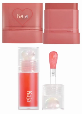 Kaja Dewy Bar - Creamy Multi-Stick Blusher & Lip Balm 06 Grapefruit Gelato, 10g   Juicy Glass Lip Oil 02 Raspberry Refresher Bundle