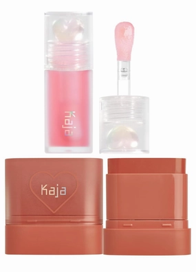 Kaja Juicy Glass Lip Oil 01 Rose Hip Spritz   Dewy Bar - Creamy Multi-Stick Blusher & Lip Balm 05 Cranberry Cooler,10g Bundle