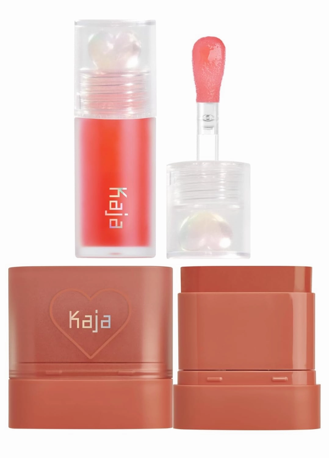 Kaja Juicy Glass Lip Plumping Oil 02 Raspberry Refresher   Dewy Bar - Creamy Multi-Stick Blusher & Lip Balm 05 Cranberry Cooler,10g Bundle