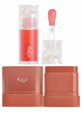 Kaja Juicy Glass Lip Plumping Oil 02 Raspberry Refresher   Dewy Bar - Creamy Multi-Stick Blusher & Lip Balm 05 Cranberry Cooler,10g Bundle