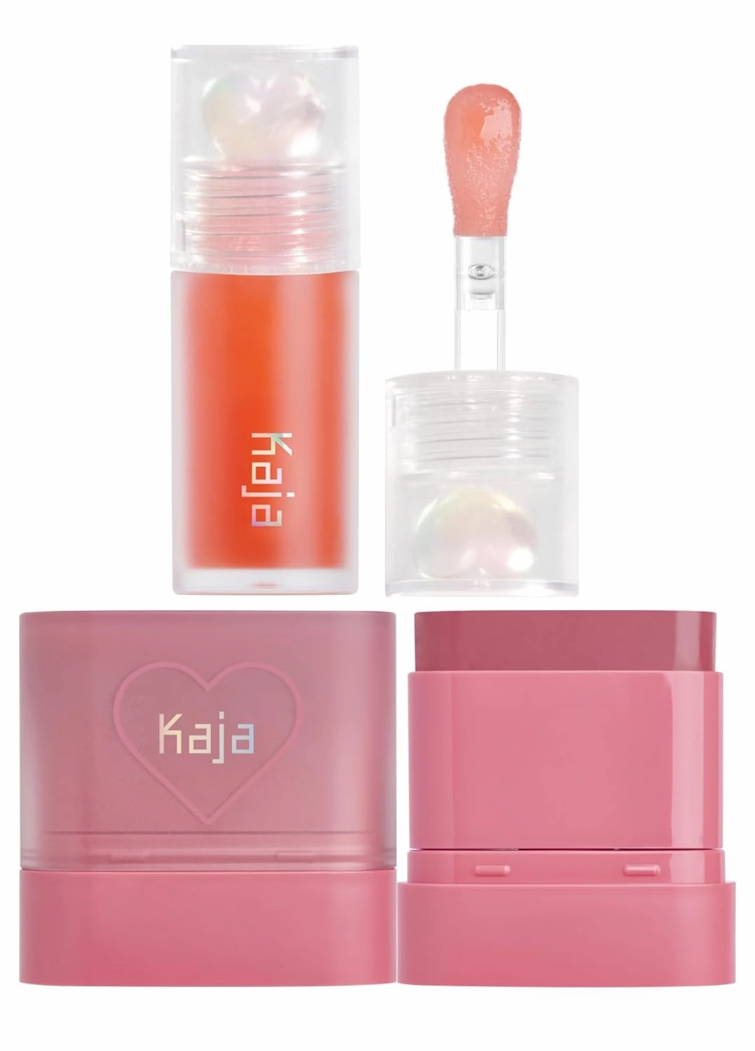 Kaja Juicy Glass Lip Plumping Oil 03 Apricot Allure   Dewy Bar - Creamy Multi-Stick Blusher & Lip Balm 04 Fig Smoothie Sorbet,10g Bundle