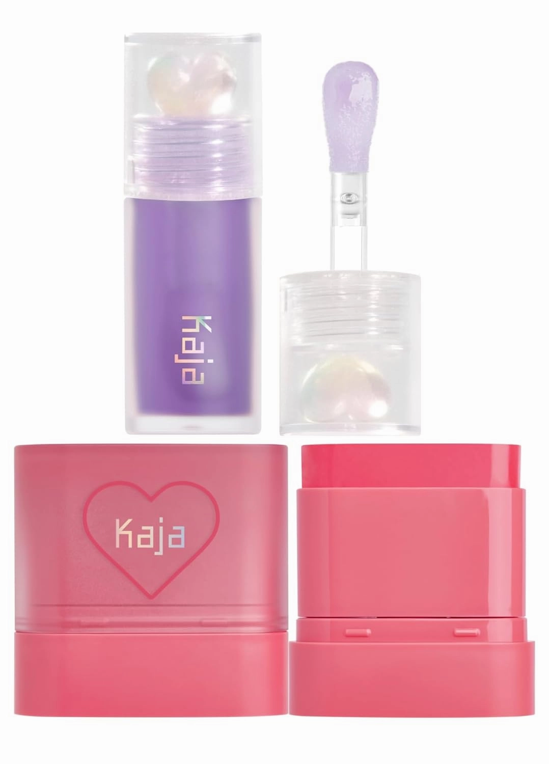 Kaja Juicy Glass Lip Plumping Oil 04 Grape Glowtini   Dewy Bar - Creamy Multi-Stick Blusher & Lip Balm 02 Strawberry Sorbet,10g Bundle
