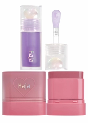 Kaja Juicy Glass Lip Plumping Oil 04 Grape Glowtini   Dewy Bar - Creamy Multi-Stick Blusher & Lip Balm 04 Fig Smoothie Sorbet,10g Bundle