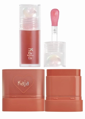 Kaja Juicy Glass Lip Plumping Oil 05 Plum Paloma   Dewy Bar - Creamy Multi-Stick Blusher & Lip Balm 05 Cranberry Cooler,10g Bundle