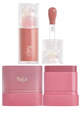 Kaja Juicy Glass Lip Plumping Oil 07 Fig Smoothie   Dewy Bar - Creamy Multi-Stick Blusher & Lip Balm 04 Fig Smoothie Sorbet,10g Bundle