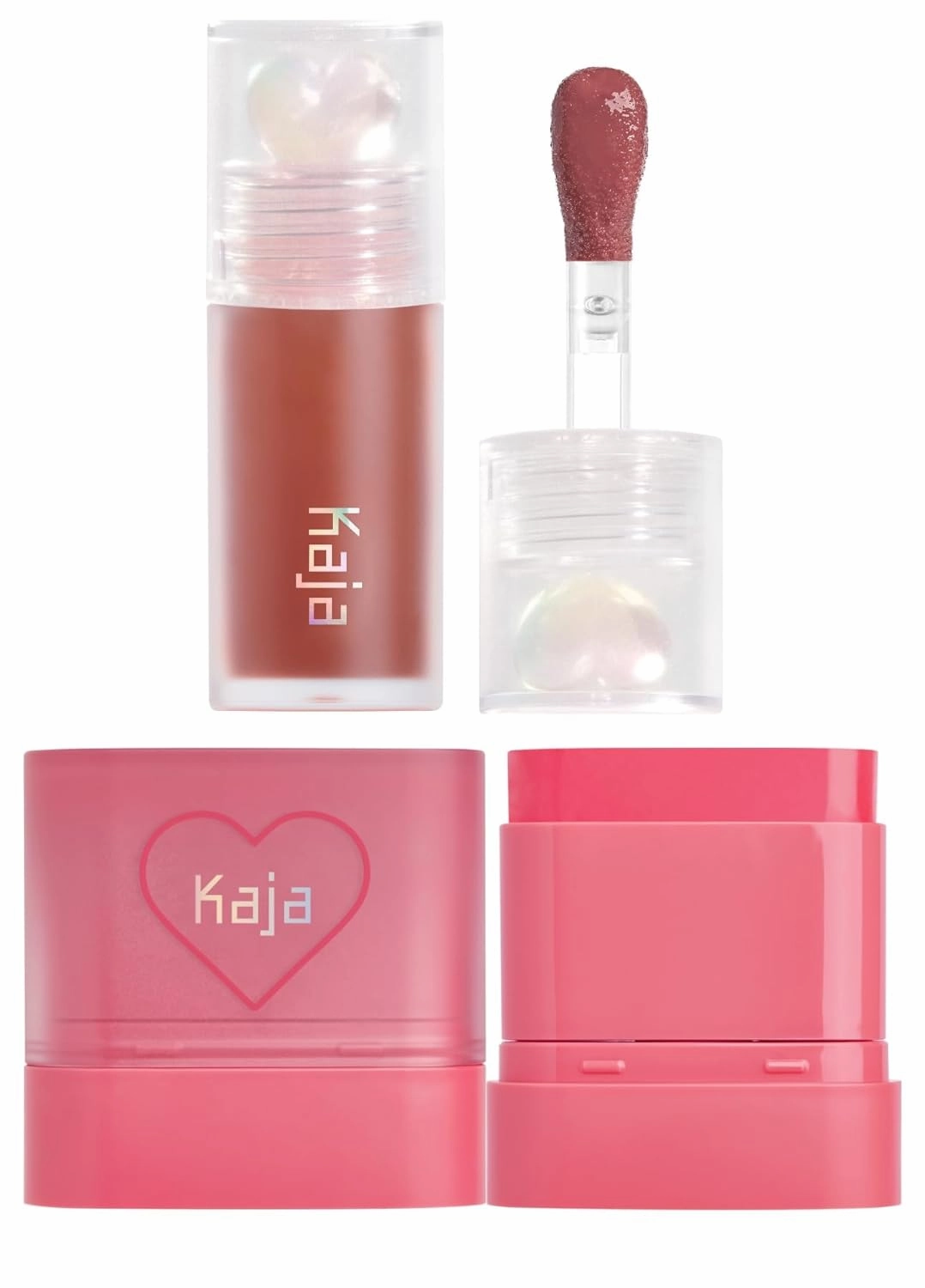 Kaja Juicy Glass Lip Plumping Oil 08 Cherry Cola   Dewy Bar - Creamy Multi-Stick Blusher & Lip Balm 02 Strawberry Sorbet,10g Bundle