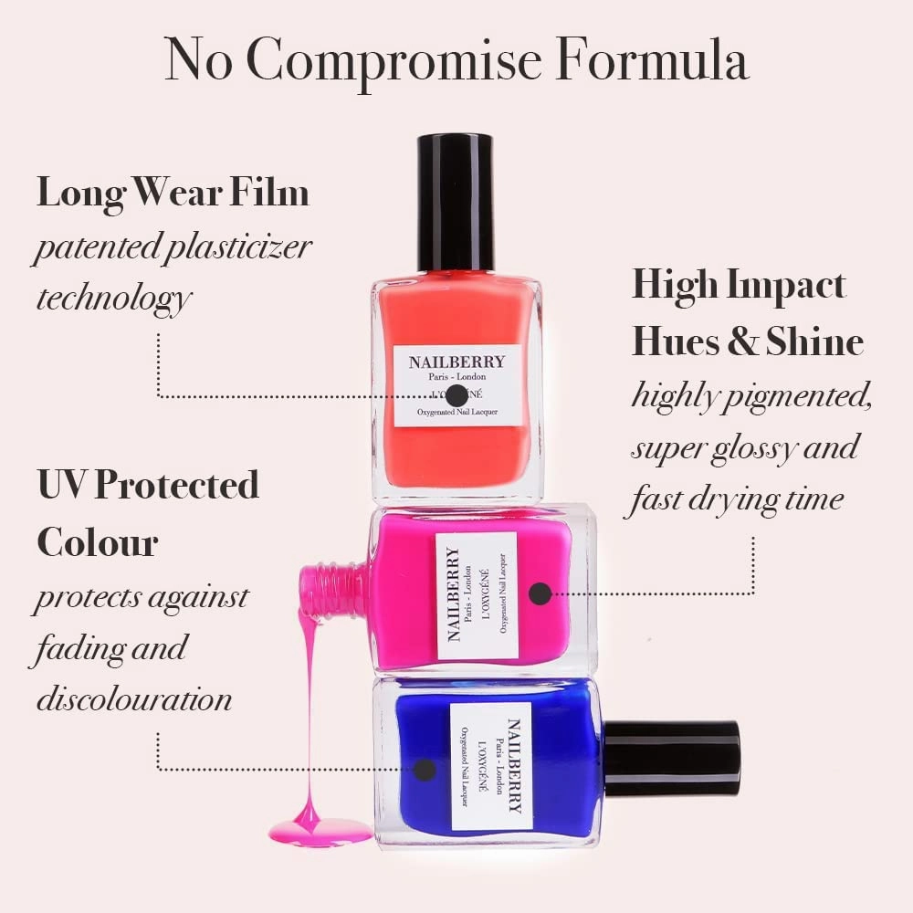 L'Oxygéné Oxygenated Nail Lacquer | Peony Blush | Light Coral Opaque Nail Polish | UV Protected Long-Wear Nail Polish | 12-Free | Vegan | Certified Halal | Cruelty & Gluten Free | 15 ml