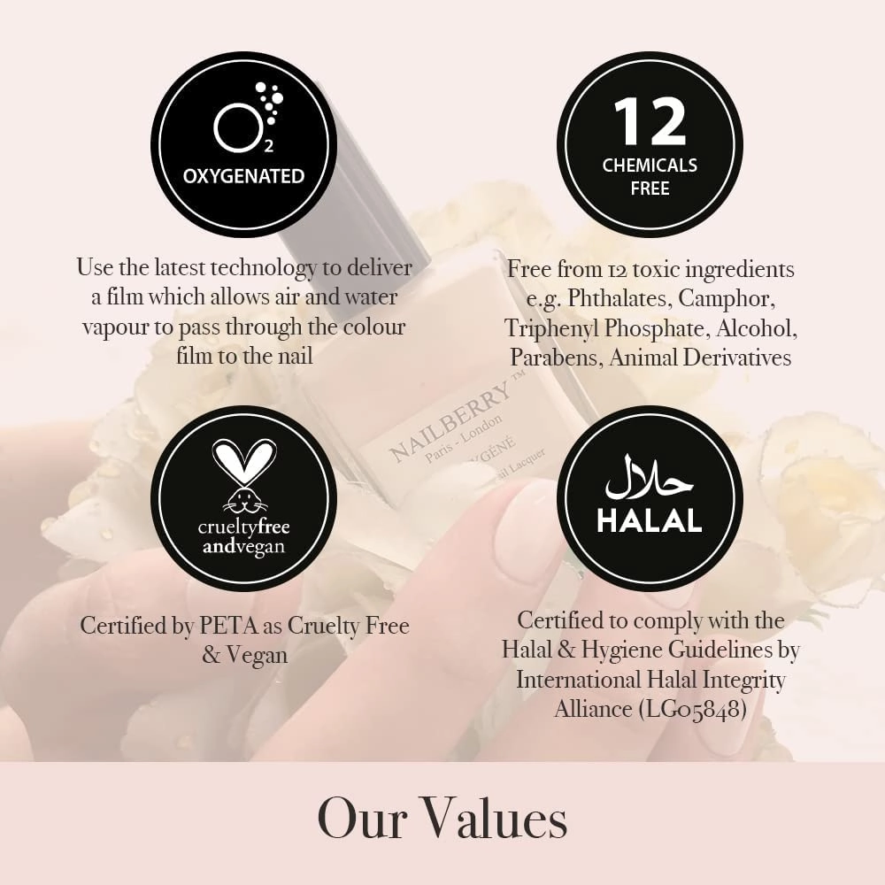 L'Oxygéné Oxygenated Nail Lacquer | Peony Blush | Light Coral Opaque Nail Polish | UV Protected Long-Wear Nail Polish | 12-Free | Vegan | Certified Halal | Cruelty & Gluten Free | 15 ml