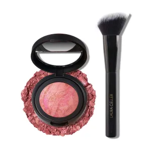LAURA GELLER NEW YORK Baked Blush-n-Brighten Marbleized Blush   Angled Brush (02 Pink Buttercream, 47mm)