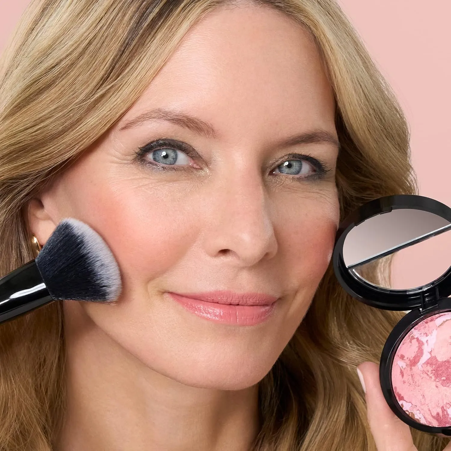 LAURA GELLER NEW YORK Baked Blush-n-Brighten Marbleized Blush   Angled Brush (04 Ethereal Rose, 47mm)