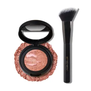 LAURA GELLER NEW YORK Baked Blush-n-Brighten Marbleized Blush   Angled Brush (06 Pink Grapefruit, 47mm)