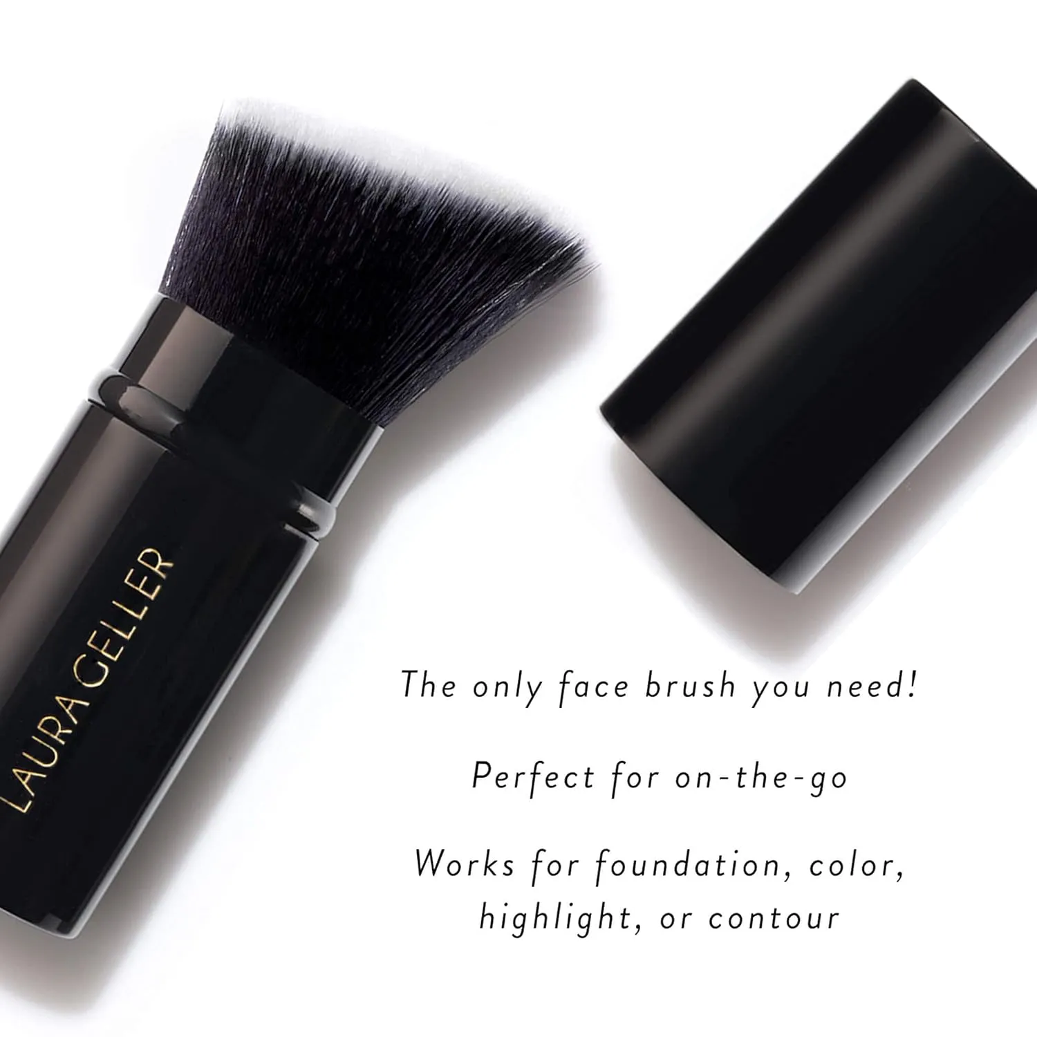 LAURA GELLER NEW YORK Baked Blush-n-Bronze 2-in-1 Bronzer Blush, Ginger Bronze - Retractable Angled Kabuki Brush