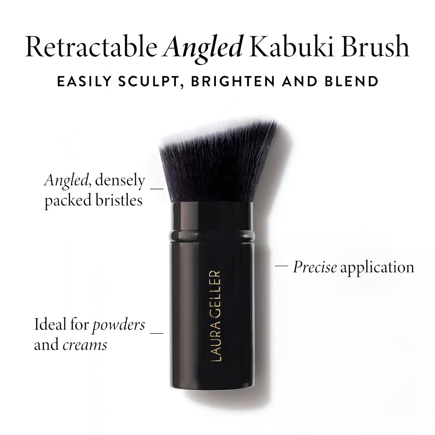 LAURA GELLER NEW YORK Baked Blush-n-Bronze 2-in-1 Bronzer Blush, Rose Bronze - Retractable Angled Kabuki Brush
