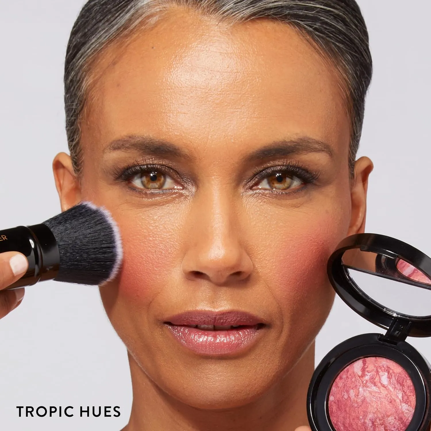 LAURA GELLER NEW YORK Daily Routine Kit (4 PC): Baked Balance-n-Brighten Foundation, Medium   Retractable Kabuki Brush   Blush-N-Brighten, Tropic Hues   Original Baked Highlighter, French Vanilla